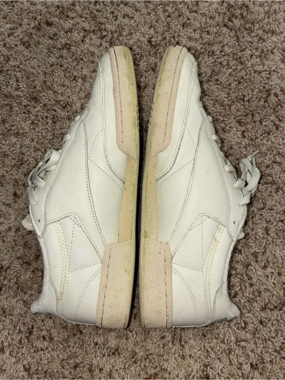 Reebok White Leather Sneakers with Green Branding